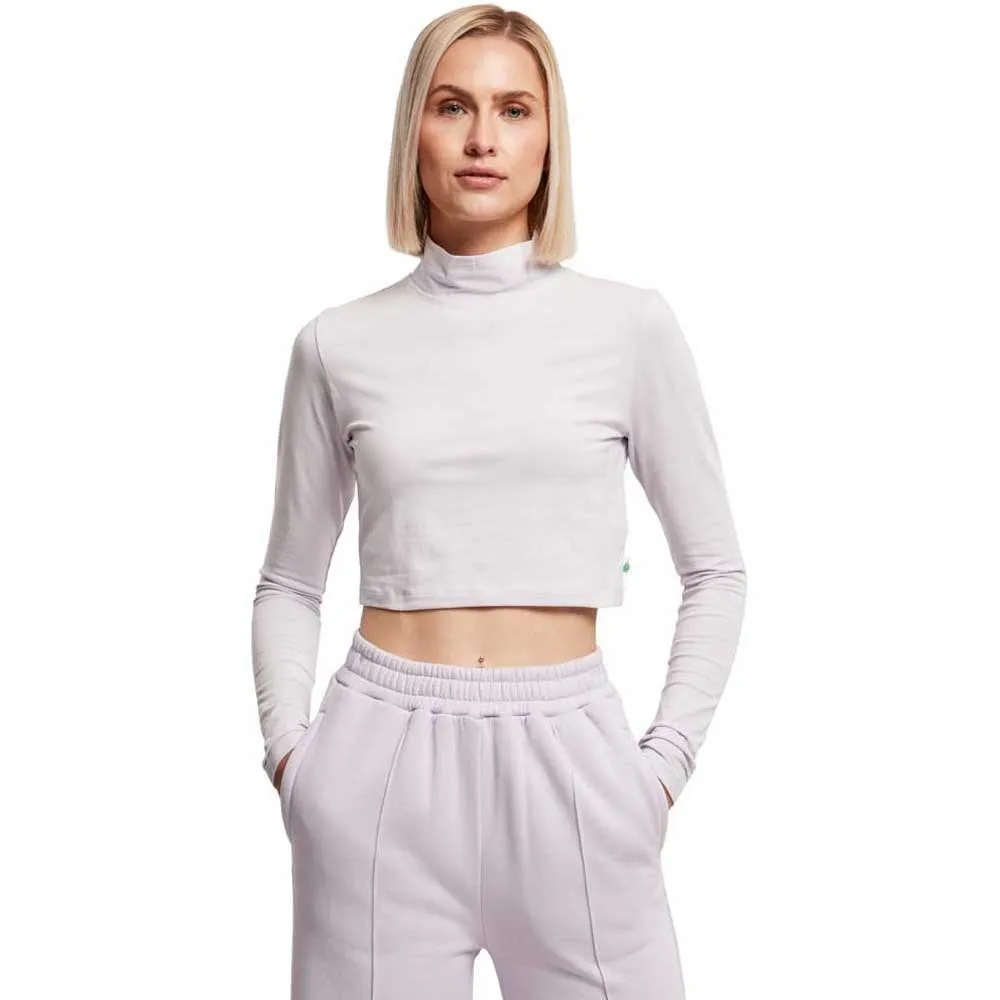 

Футболка Urban Classics Organic Cropped long sleeve high neck, фиолетовый