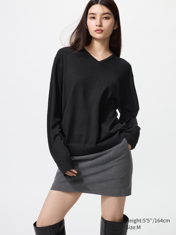 

Джемпер из 100% мериноса с V-вырезом Uniqlo, 09 black