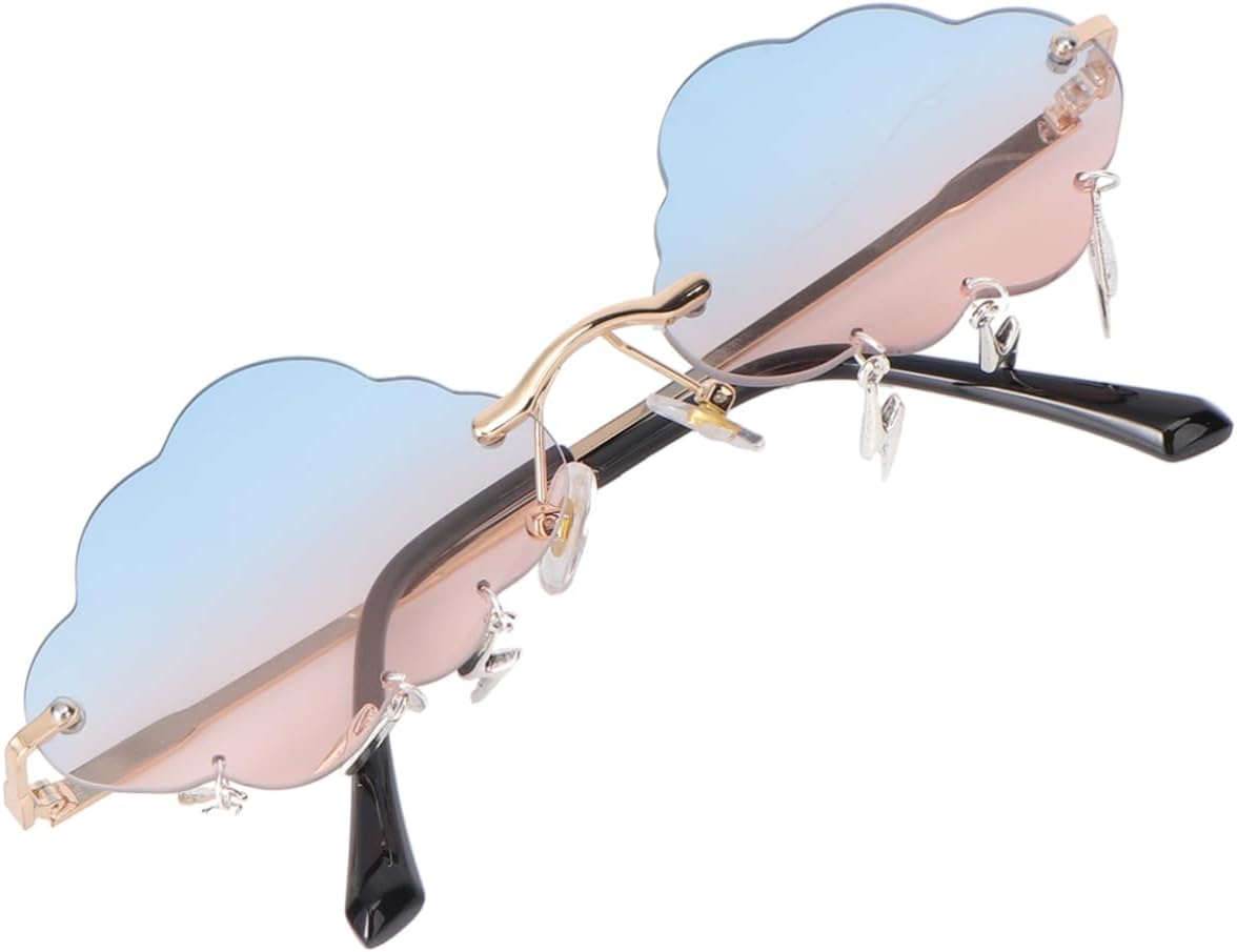 

1 пара роскошных солнцезащитных очков без оправы в форме облака для вечеринок и мероприятий. Уникальные стильные очки, аксессуары для создания забавных и модных образов WOFASHPURET, Blue