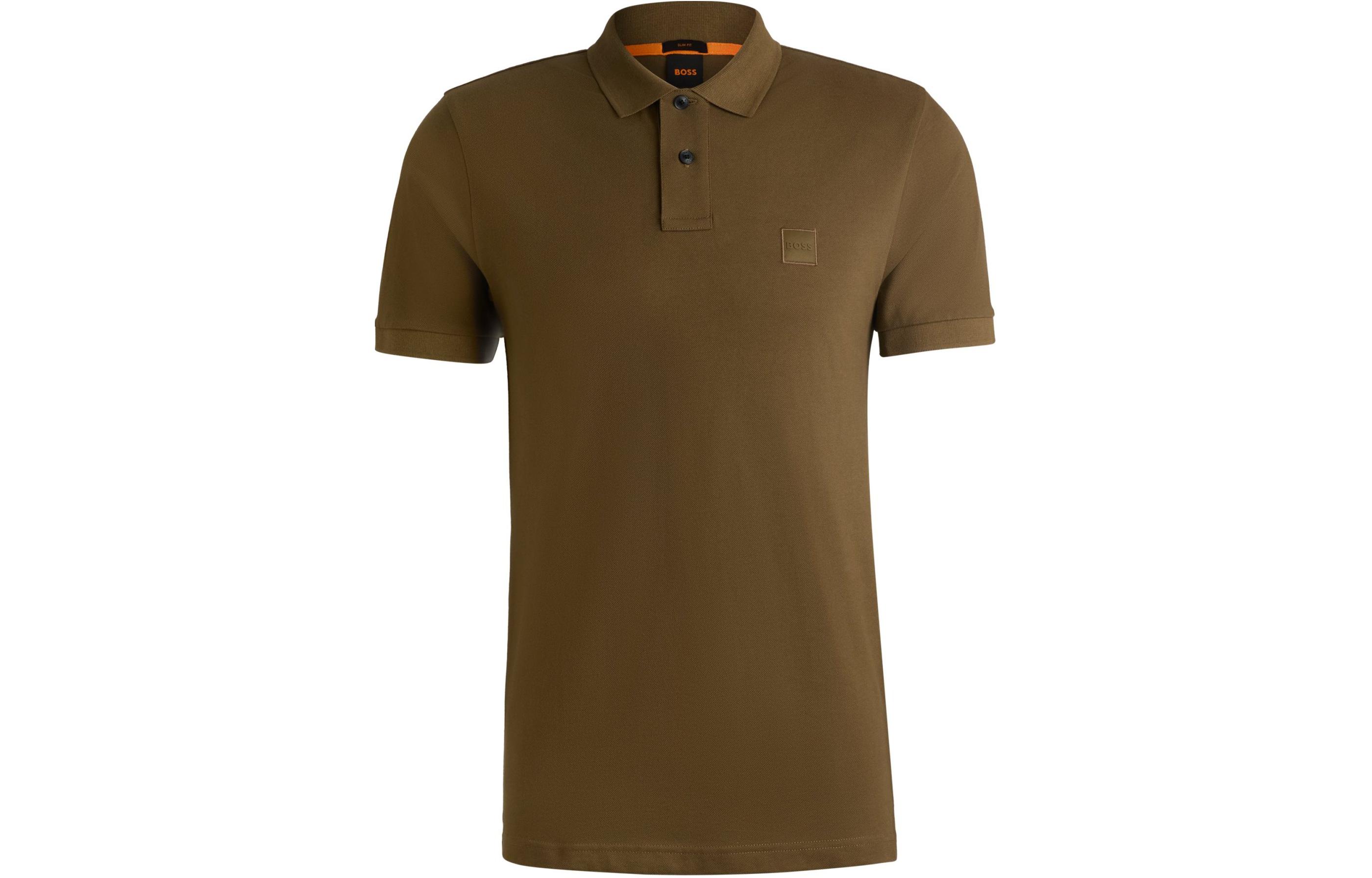 

Босс логотип вышитая короткий рукав поло HUGO BOSS, коричневый