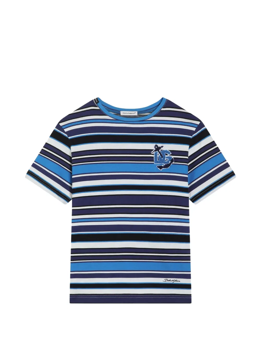 Футболка в полоску с аппликацией Dolce & Gabbana Kids, синий