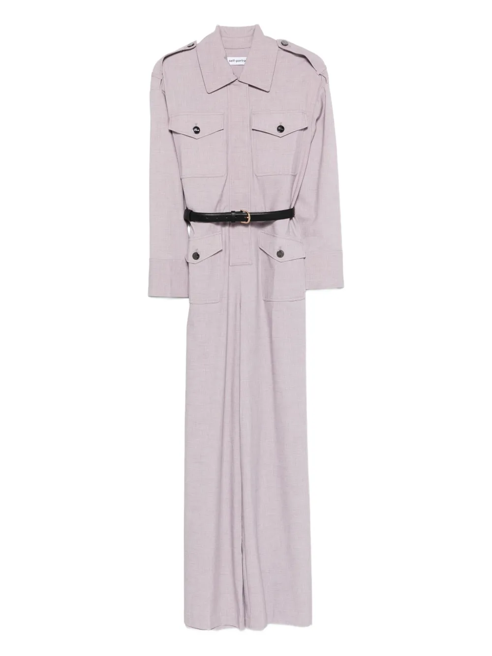 

Твиловый комбинезон с поясом Self-Portrait, фиолетовый