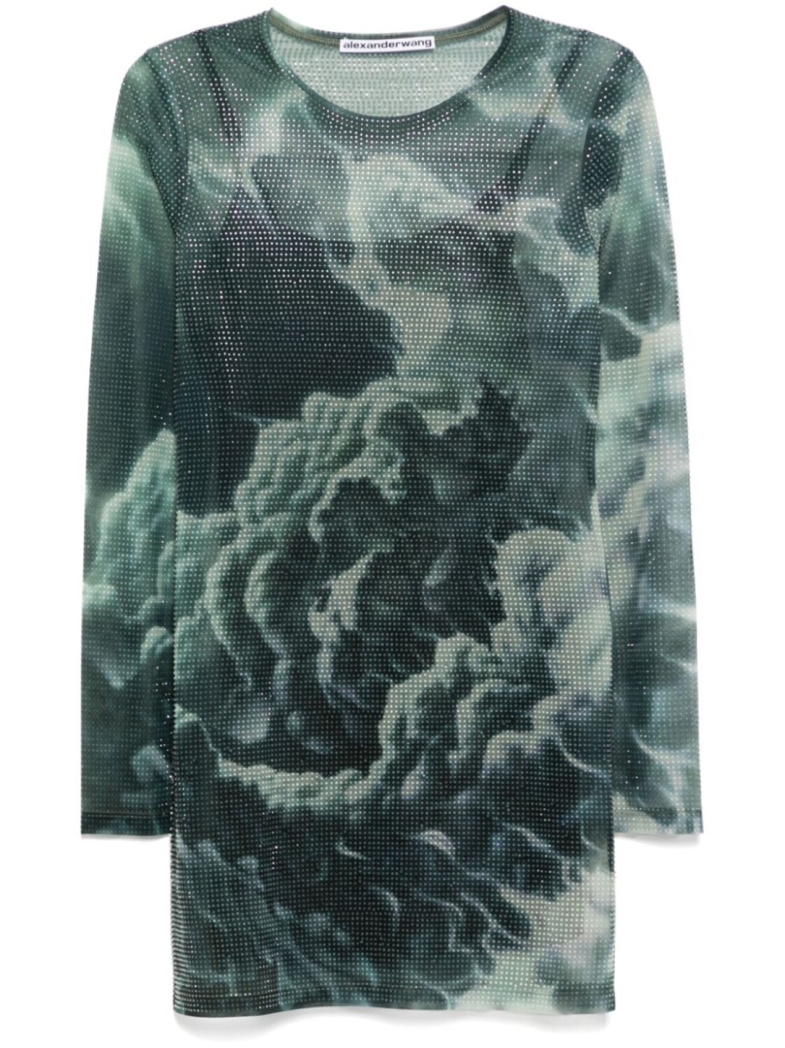 

Мини-платье с принтом облаков и кристаллами-hotfix Alexander Wang, зеленый