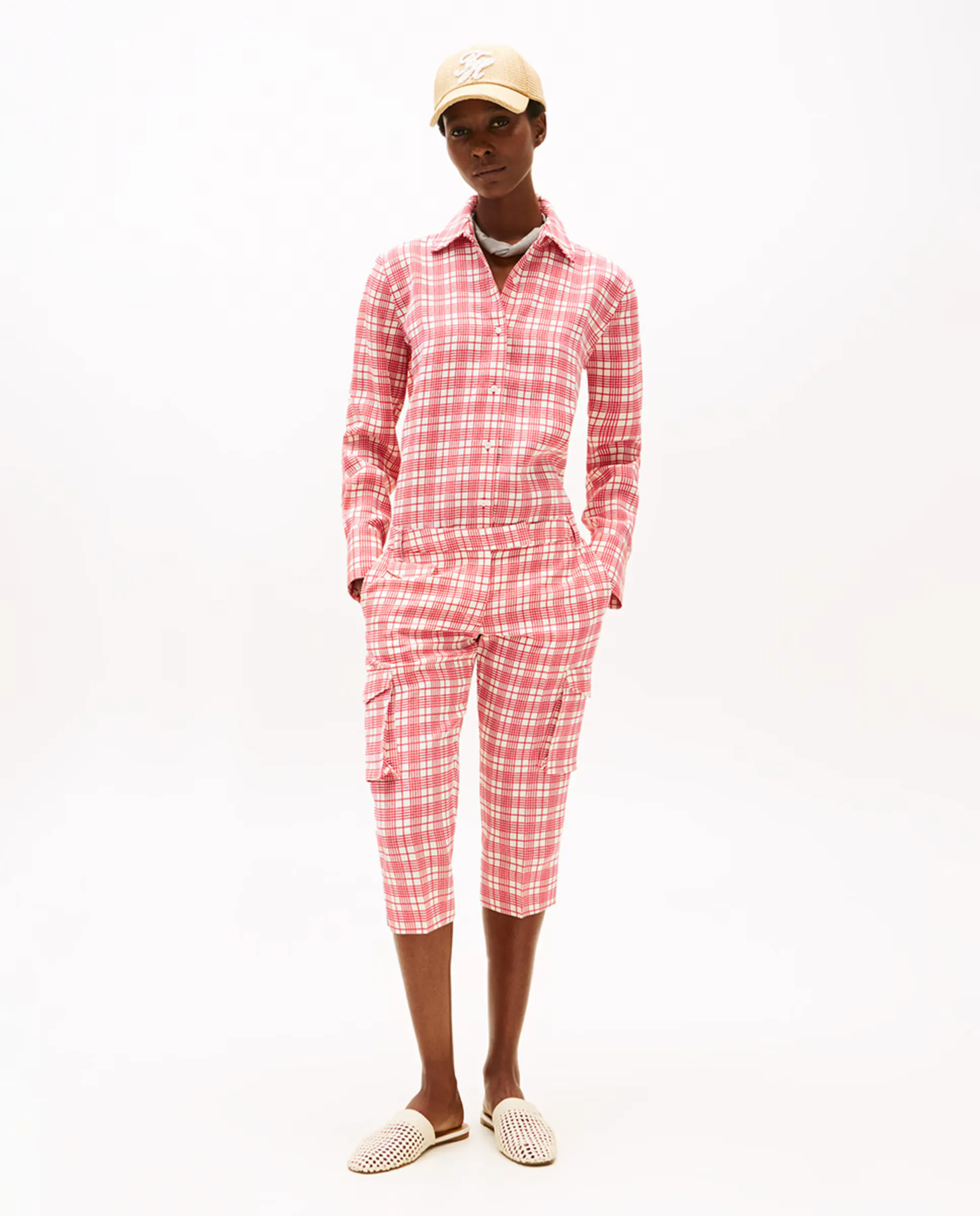 

TH SS25 RUNWAY Женские капри в клетку Tommy Hilfiger, красный