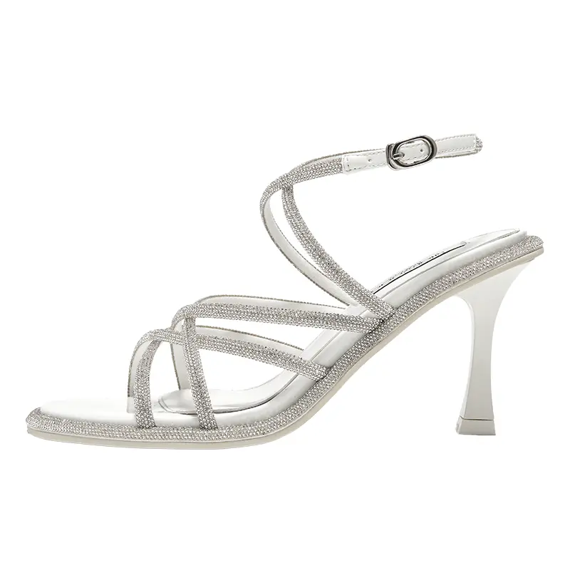 SHOESZOOO Сандалии женские с одним ремешком, 6 см, лунно-белые