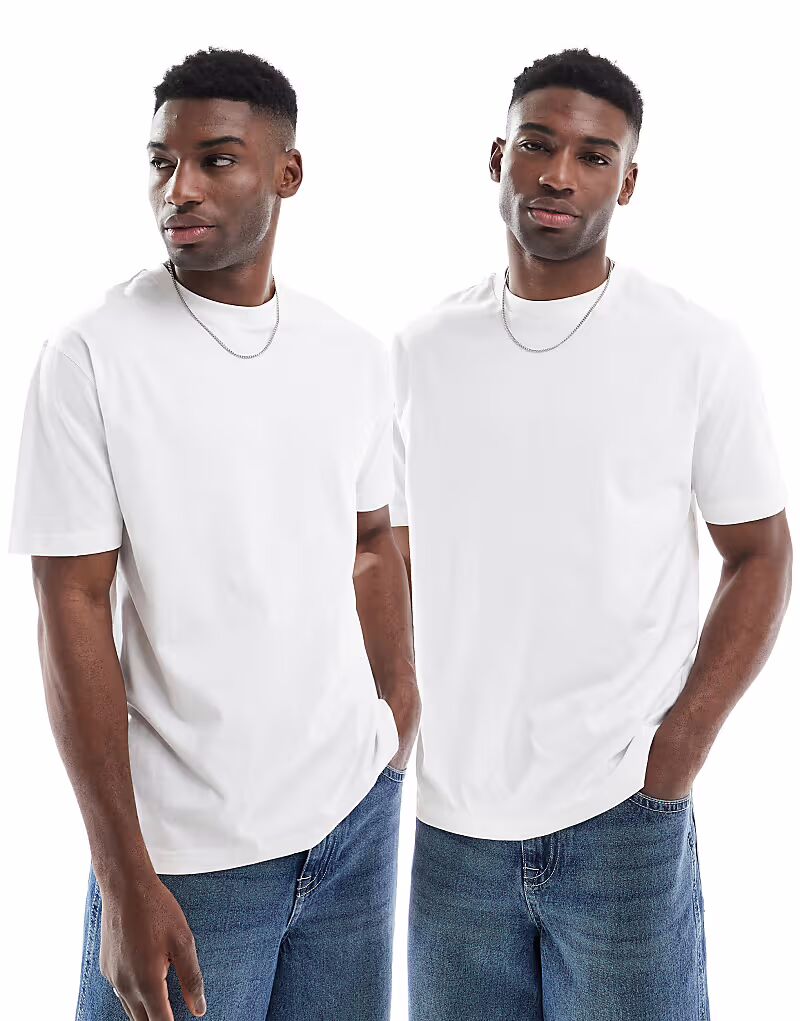 

ASOS DESIGN 2 футболки свободного кроя в упаковке белого цвета