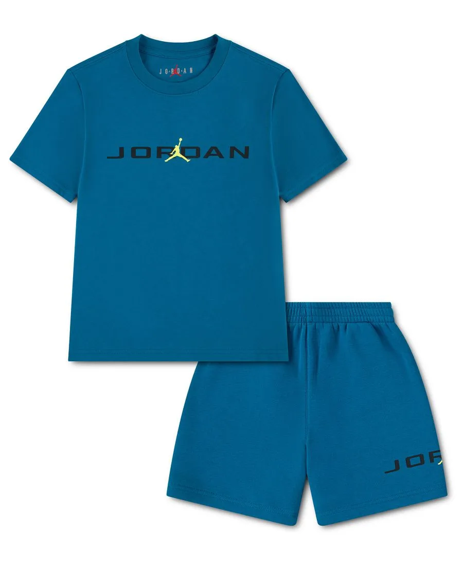 Детский комплект для мальчиков (2T-4T): футболка и шорты, 2 предмета Jordan, зеленый abyss