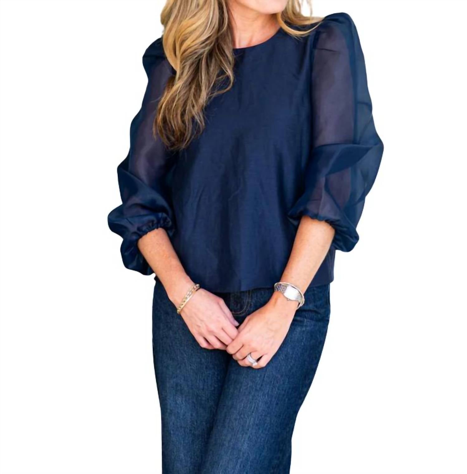 

Sail to Sable Топ с пышными рукавами, темно-синий