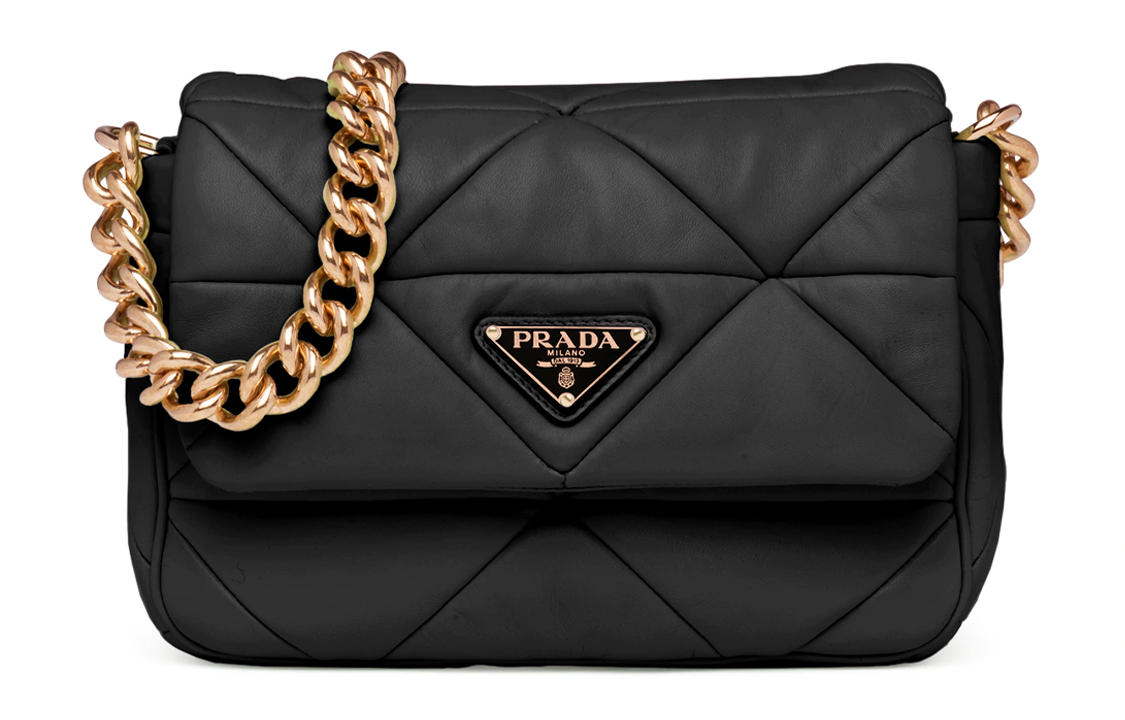 

PRADA Женская черная сумка через плечо из мягкой овечьей кожи