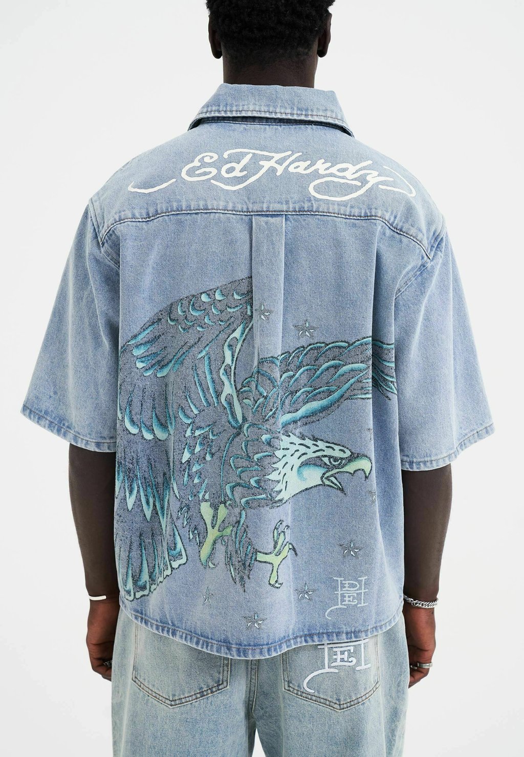 

Рубашка EAGLE AND STARS Ed Hardy, выцветший деним
