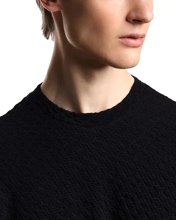 Футболка из трикотажа с геометрическим жаккардовым узором Emporio Armani, Black/Blue — фото 4