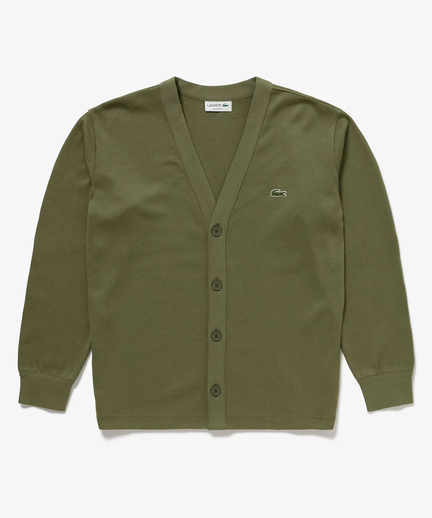 Тяжелый кардиган из трикотажа LACOSTE, Olive — фото 4