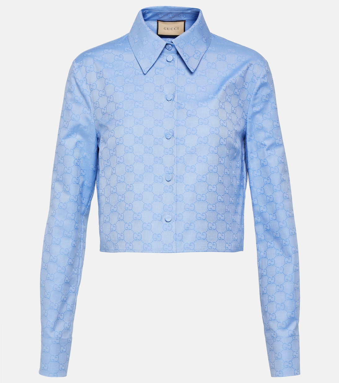 

GG укороченная хлопковая рубашка Oxford Gucci, Sky Blue