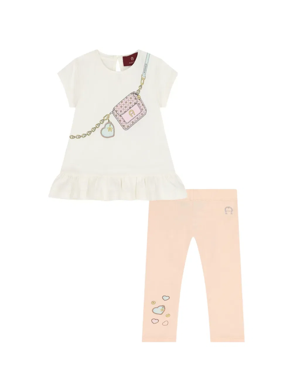 Комплект брюк с принтом в виде сердечек Aigner Kids, розовый
