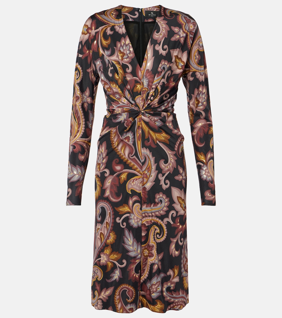 

Платье миди с узором пейсли и сборками Etro, Print On Black Base