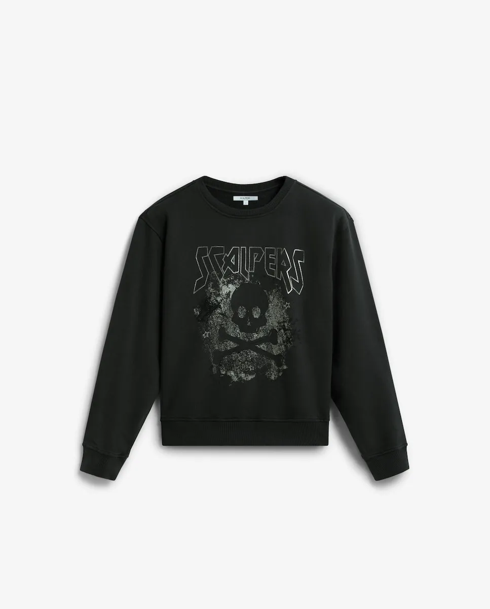 

Женская толстовка с передним принтом из хлопка Scalpers, темно-серый