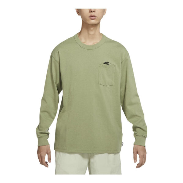 

Футболка Men's Nike Chest Brand logo Printing Round Neck Long Sleeves Green T-Shirt, зеленый