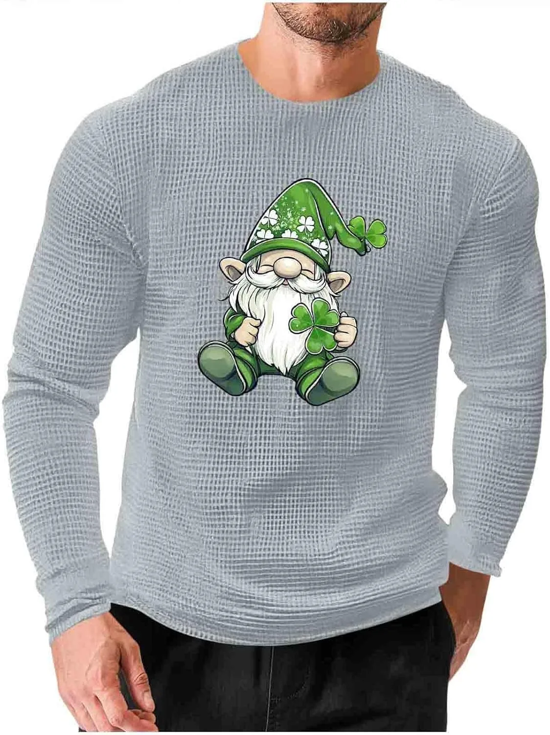 

Футболка с длинным рукавом Lucky Irish Festival Party Top Waffle Xiaojmake