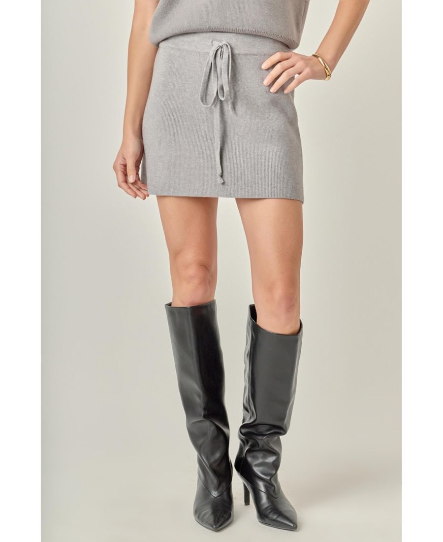 

Женская мини-юбка из трикотажа на завязках English Factory, Heather grey