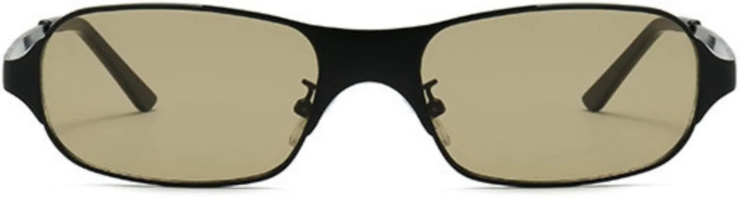 

COTIA Модные ретро-солнцезащитные очки квадратной формы для женщин и мужчин, маленькие прямоугольные, в стиле панк, с металлической оправой, в стиле Y2K, Light Tea