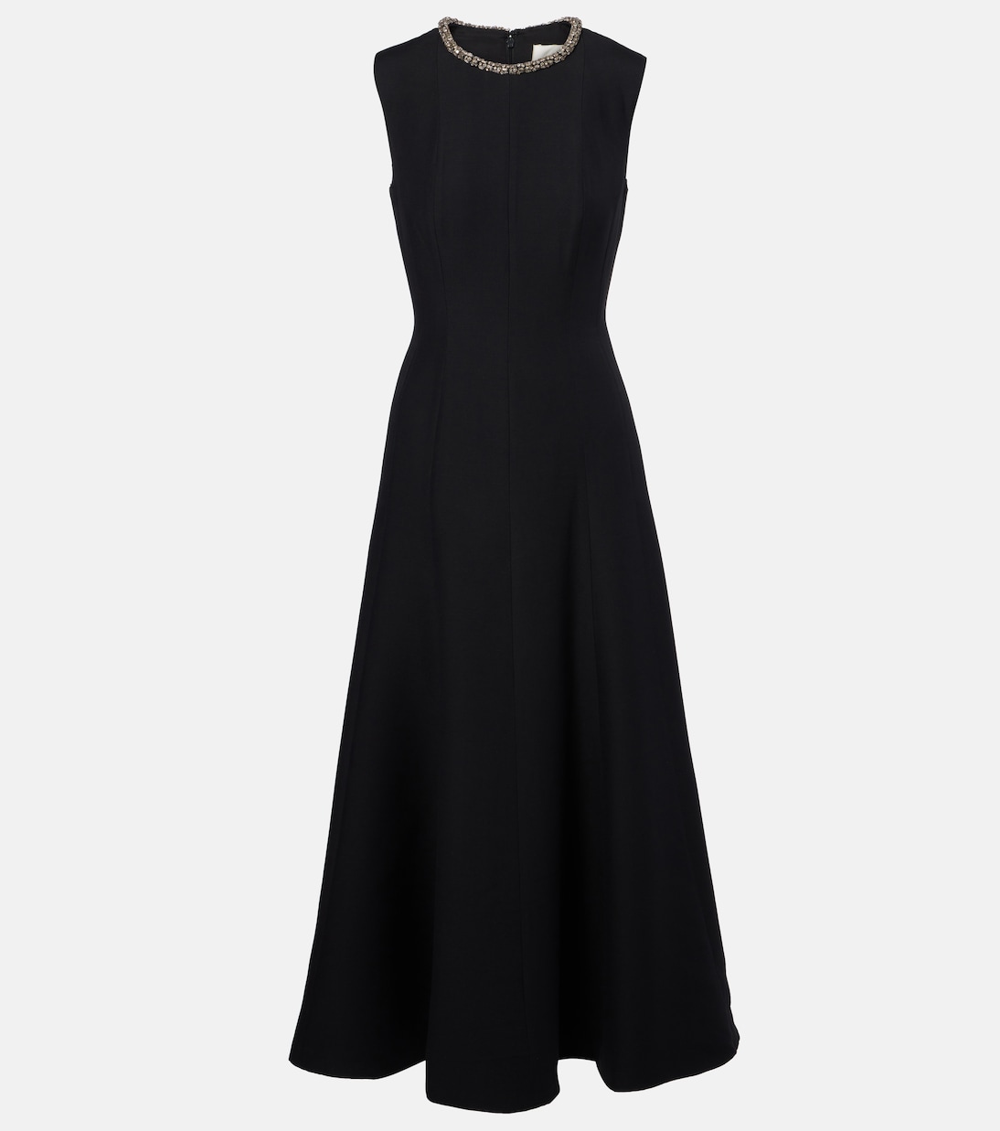 

Украшенное шерстяное и шёлковое платье миди Roland Mouret, черный