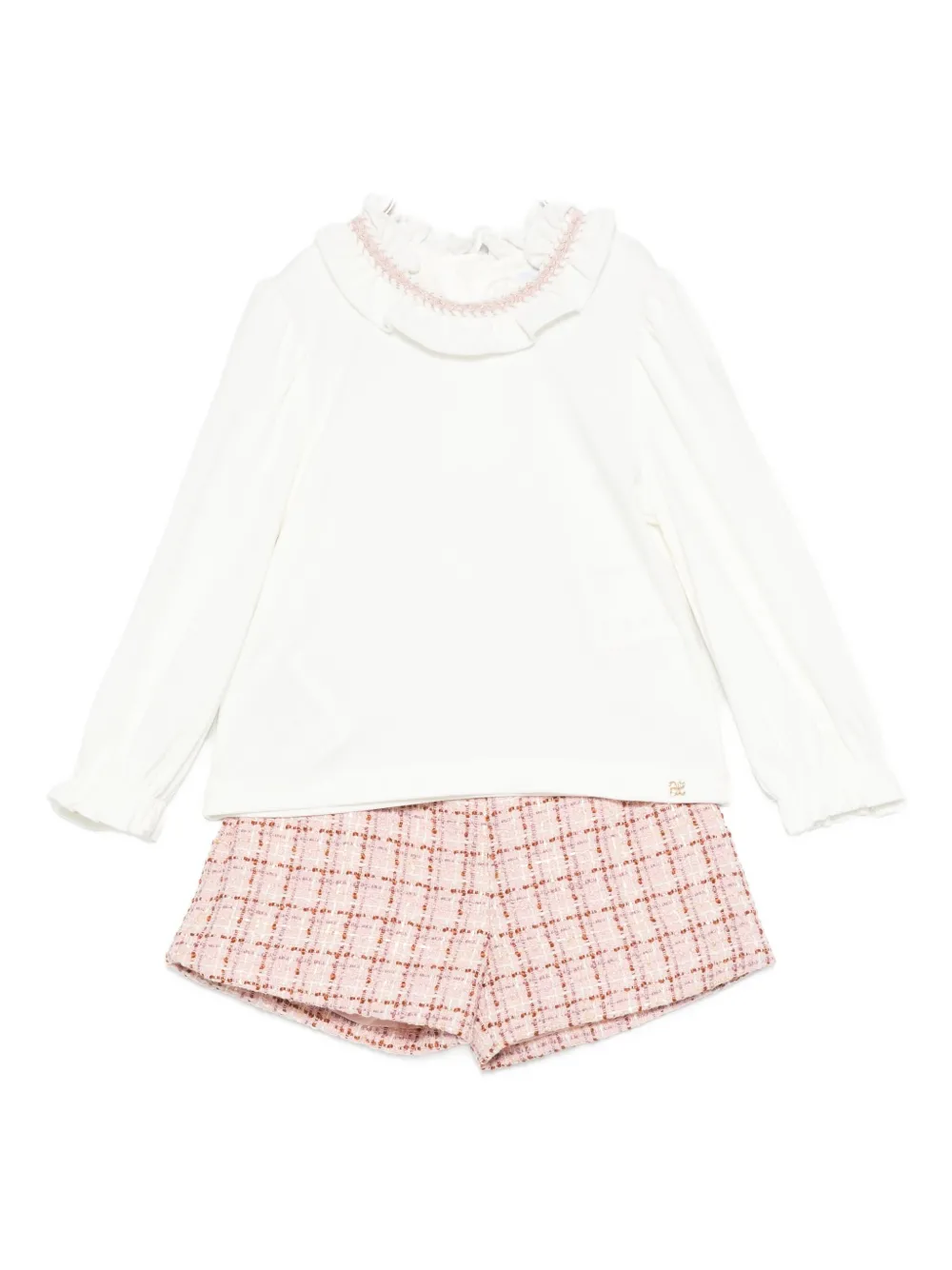 

Спортивный костюм из твида с оборкой на воротнике Abel & Lula, белый