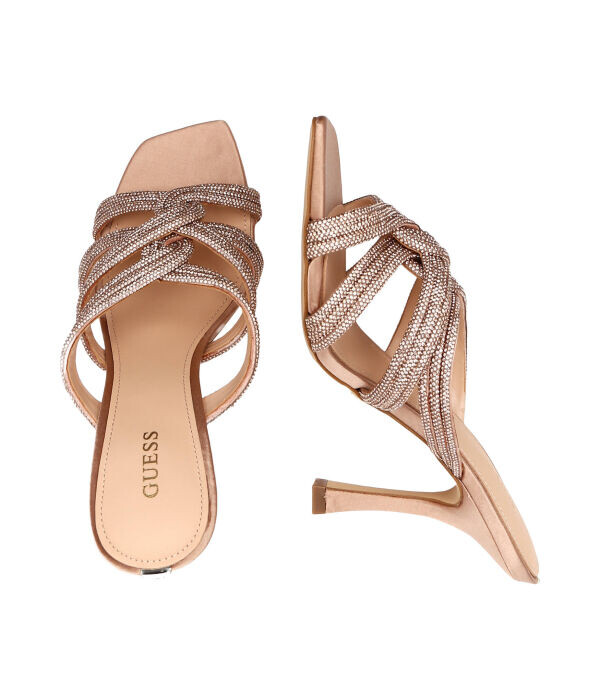 Сабо женские Guess на каблуке комбинированные, бежевый — фото 4