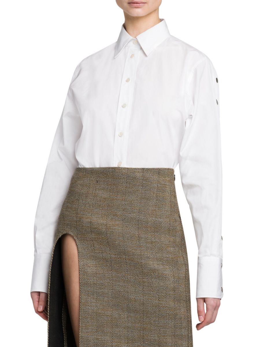 

Рубашка из поплина с застежкой на рукаве Stella McCartney, цвет Pure White