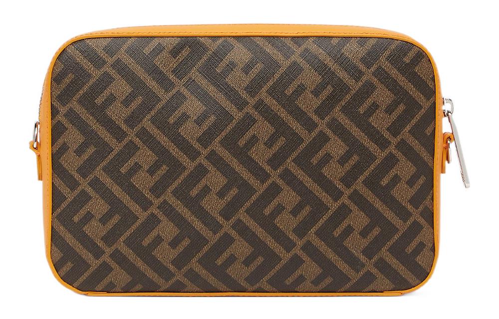 FENDI Кожаная фотосумка через плечо унисекс оранжево-коричневый — фото 3