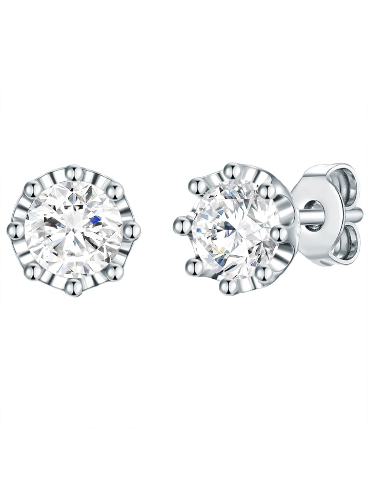 

Lulu & Jane Серьги-гвоздики, украшенные белыми кристаллами Swarovski в серебряной оправе