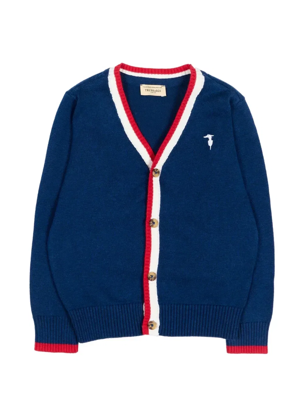 Кардиган с V-образным вырезом и полосками Trussardi Junior, синий