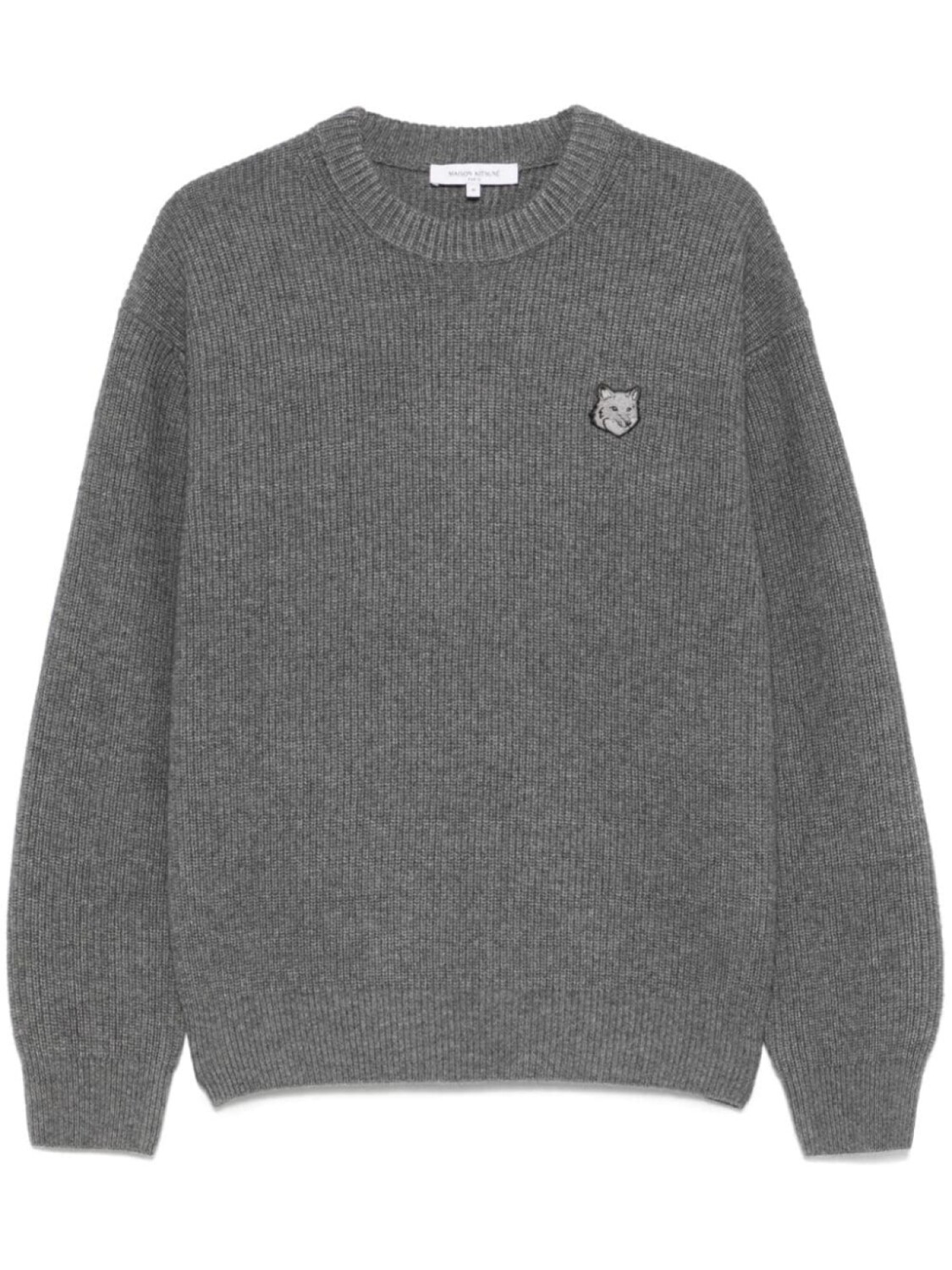 

Свитер в рубчик с нашивкой на голову Bold Fox Maison Kitsuné, серый