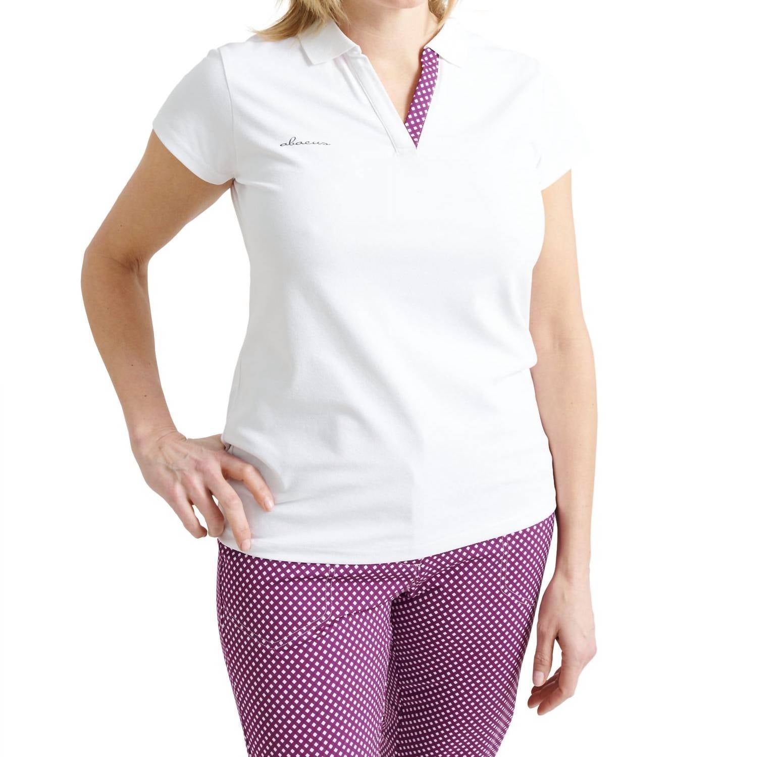 

Женское поло Merion Cupsleeve в фиолетовую клетку Abacus Sportswear US
