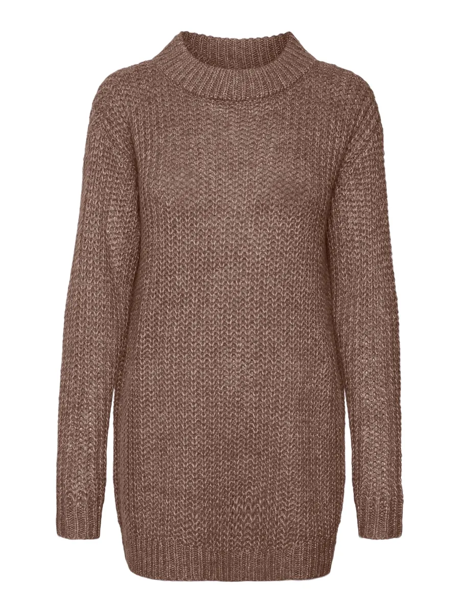 

Вязаный свитер Vero Moda "VMTHUNDER LS O-NECK LONG PULLOVER GA BF", цвет Brown Lentil Detail:Melange