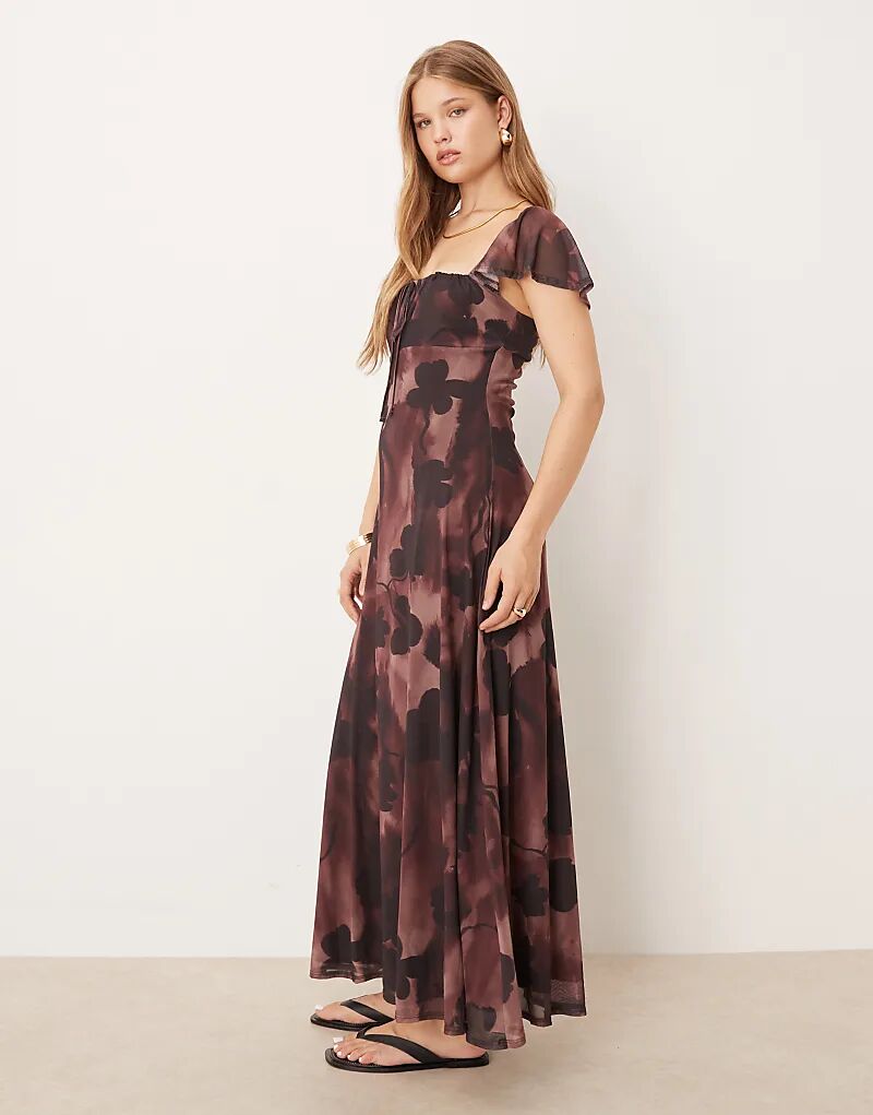 

Платье макси с рукавами-фонариками и цветочным принтом ASOS DESIGN