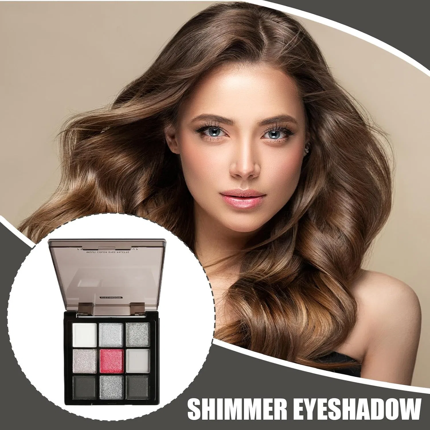 Тени для век Smoky Eye Shadow Palette, 9 цветов, серебристо-серый, Generic — фото 2