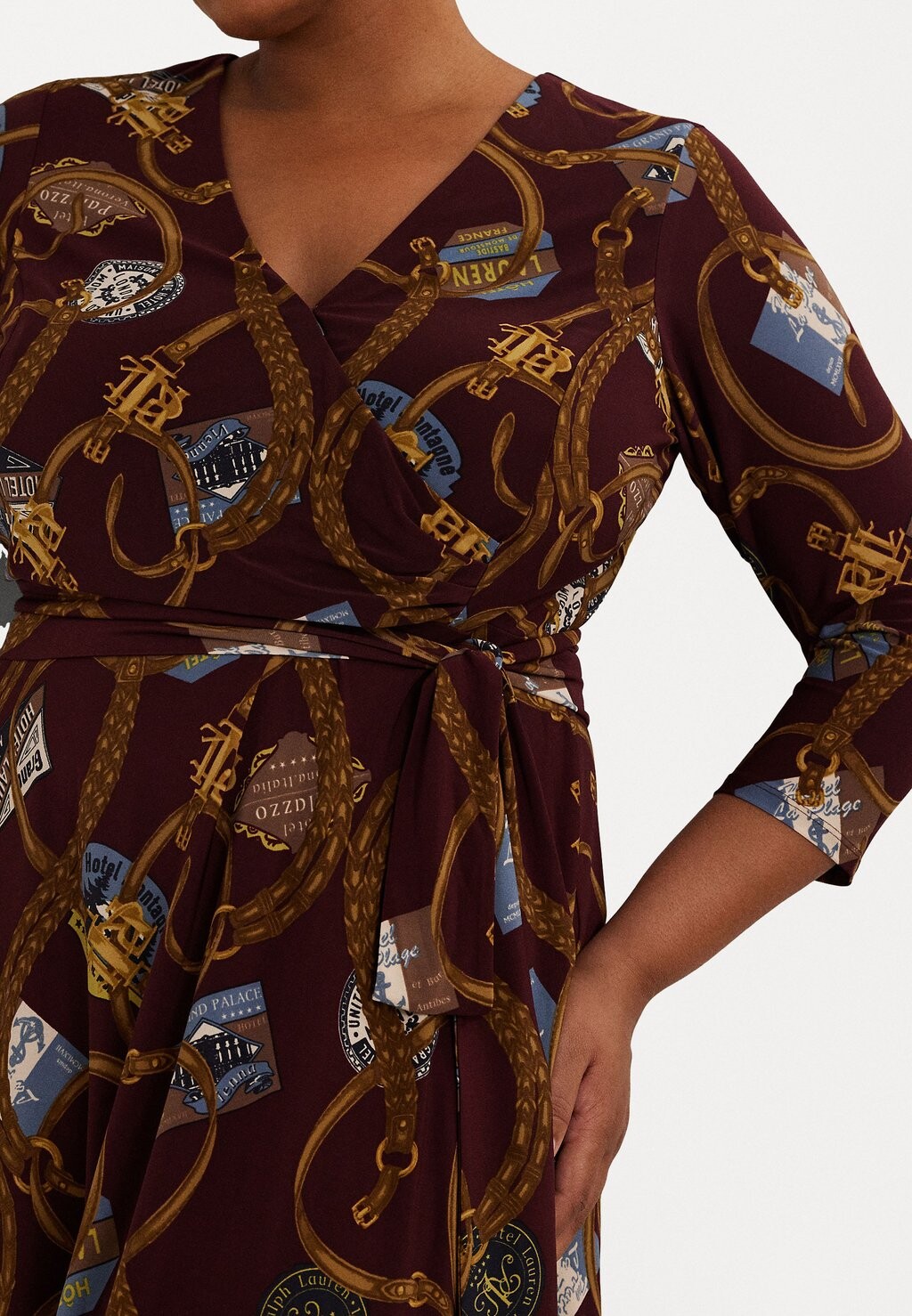 

Платье из джерси BELTING-PRINT SURPLICE JERSEY DRESS Lauren Ralph Lauren Woman, бордовый