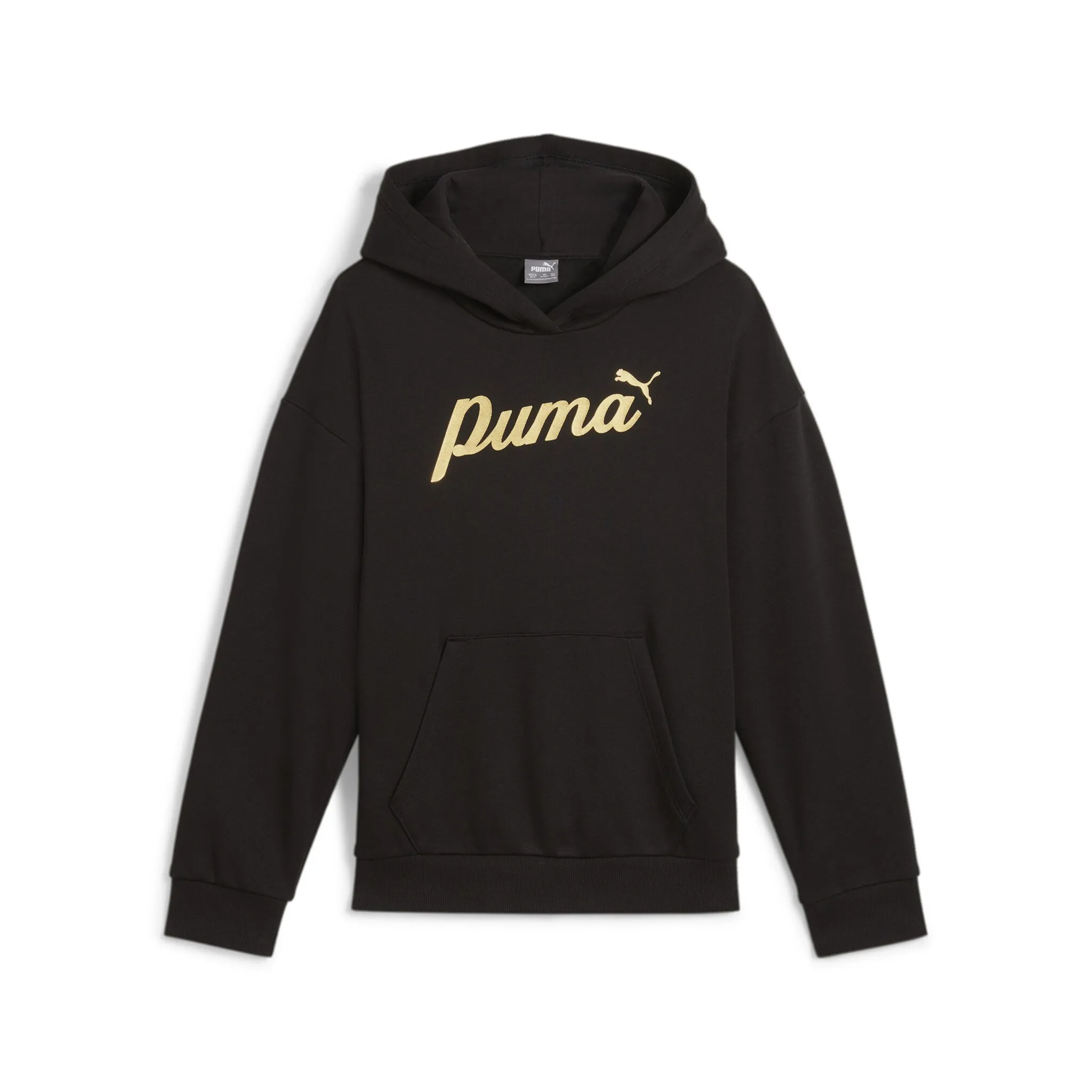 

Толстовка с капюшоном PUMA «ESS+ SCRIPT METALLIC HOODIE FL G», цвет PUMA Black-gold foil