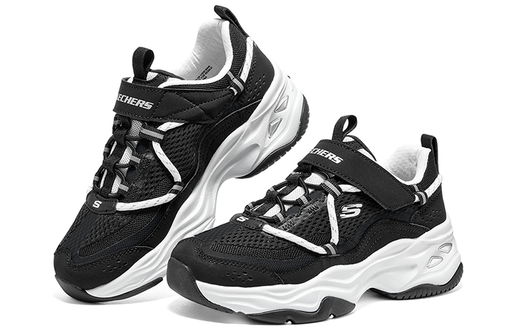 Skechers Низкие детские кроссовки-амортизаторы для девочек, черные, белые — фото 4