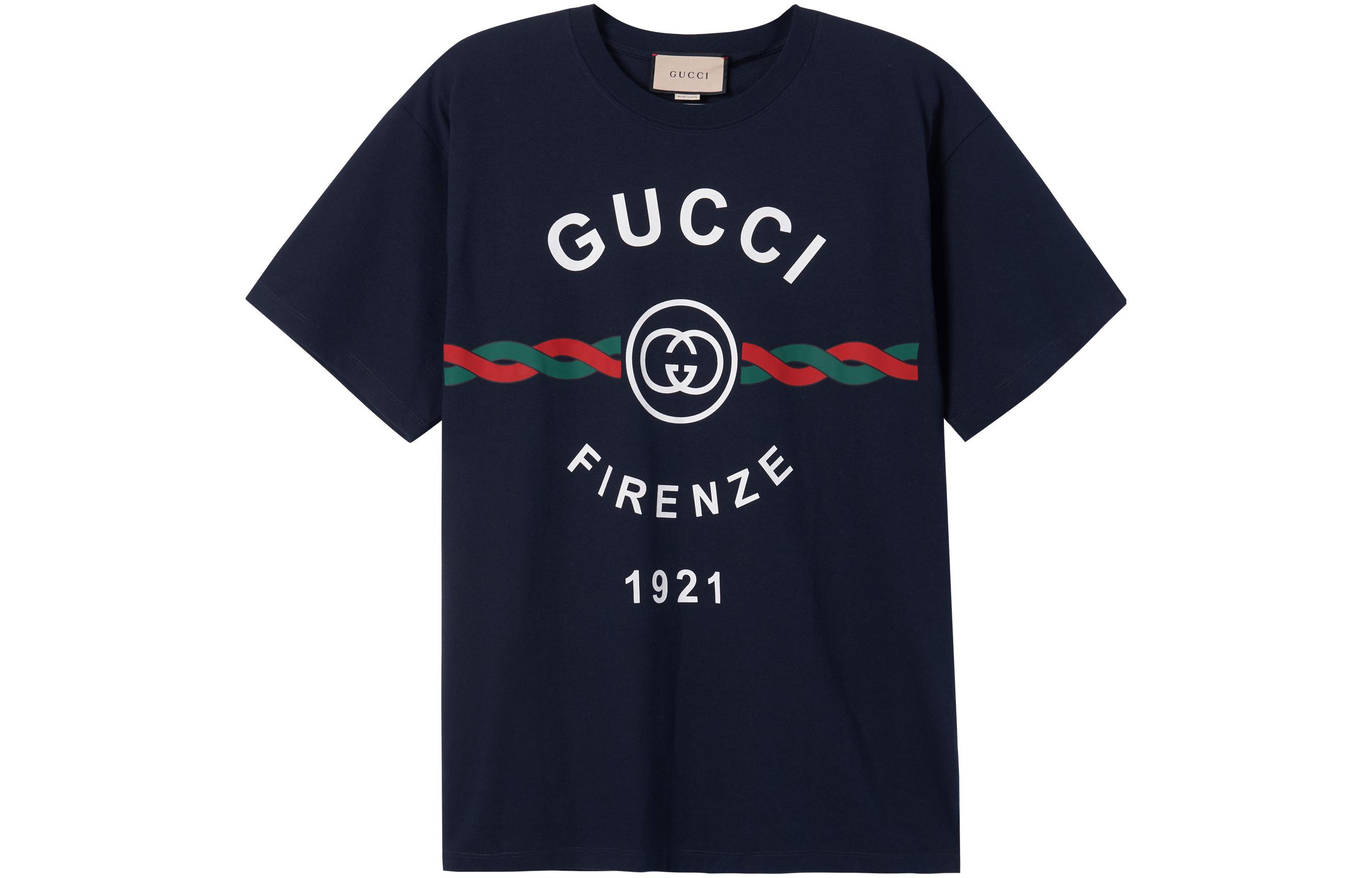 

Футболка Firenze 1921 GUCCI, набор с сумкой для покупок и подарочной коробкой (Тёмно-синий)