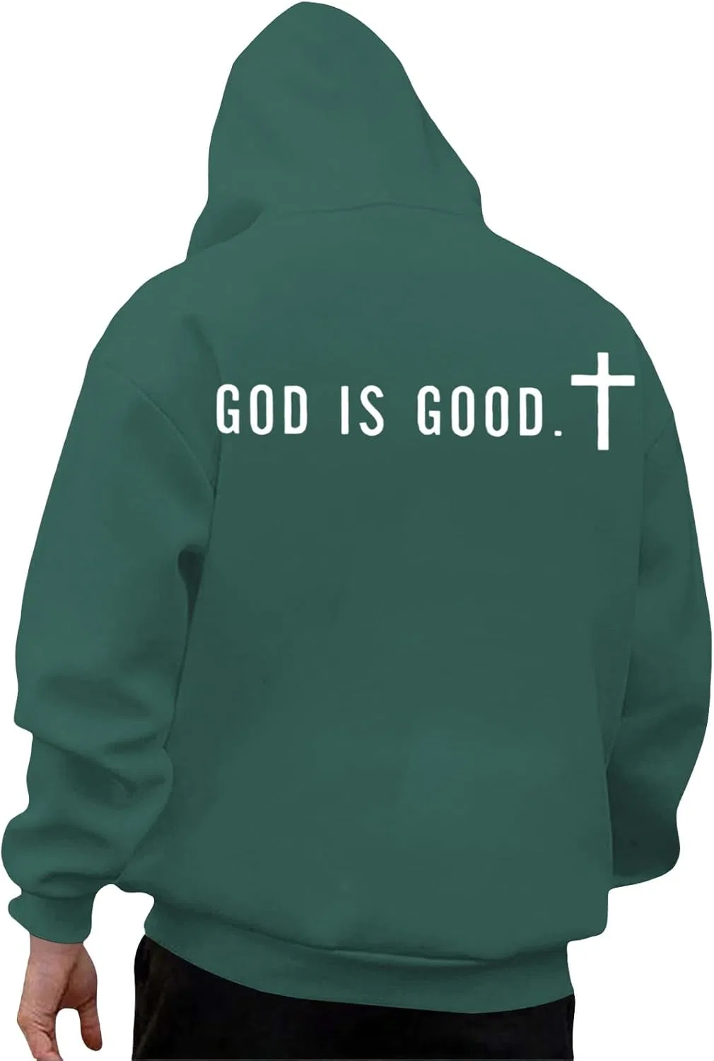 Худи мужское с принтом God Cross, бренд Generic, темно-зеленый