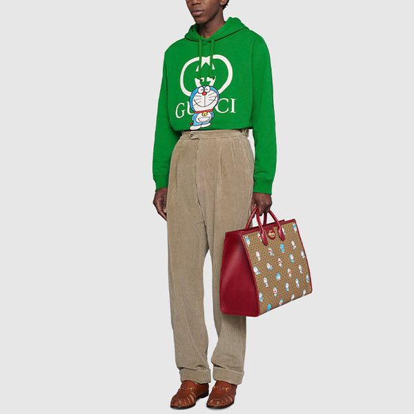 Толстовка x doraemon cotton hoodie 'green' Gucci, зеленый — фото 2