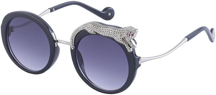 

Ретро-рок солнцезащитные очки для женщин, круглая оправа, панк-стиль, леопардовый принт, защита от УФ-излучения UV400, винтажный европейский и американский модный аксессуар - 5 GDKPJDT, 5