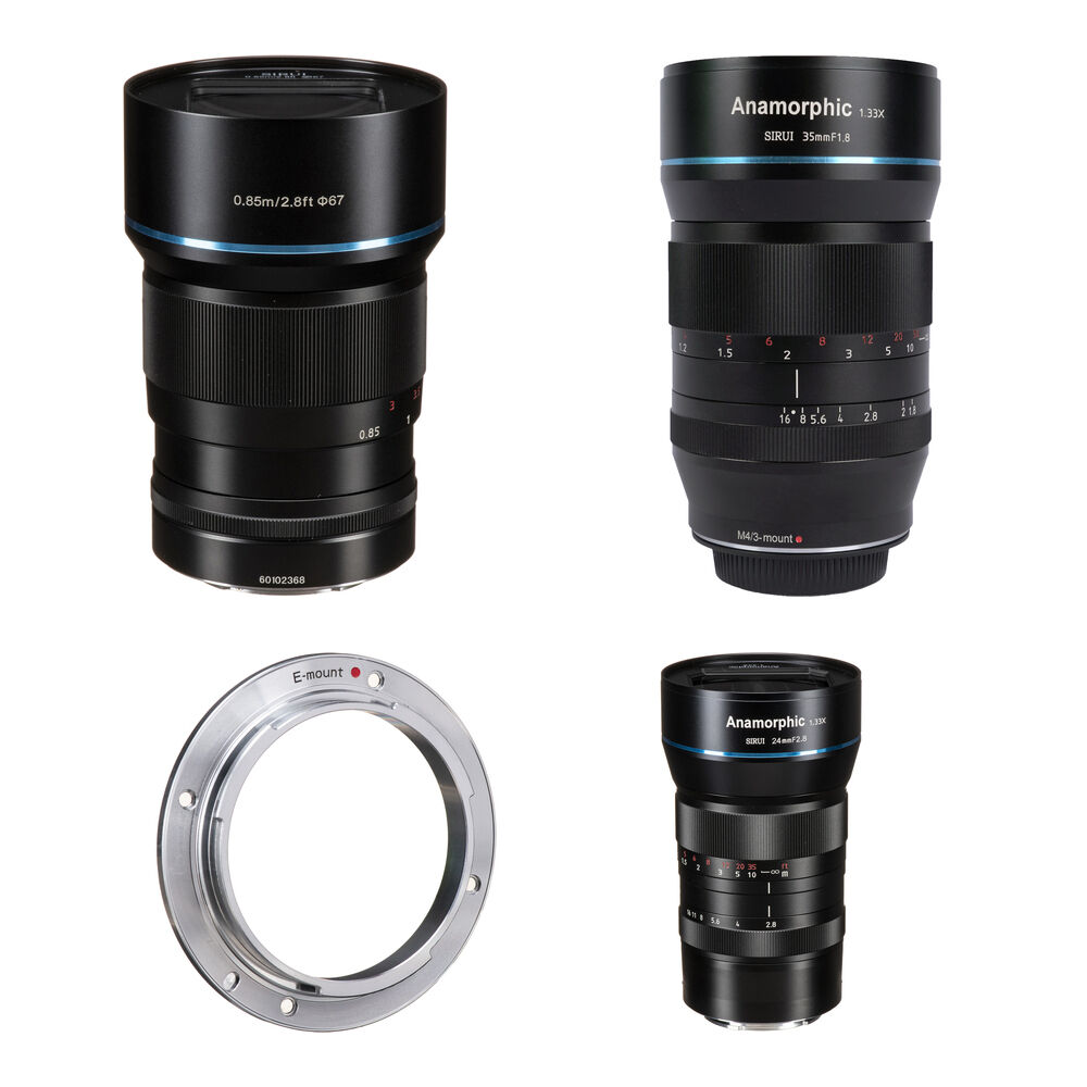 

Комплект анаморфотных объективов Sirui 1.33x E-Mount (24, 35 и 50 мм)
