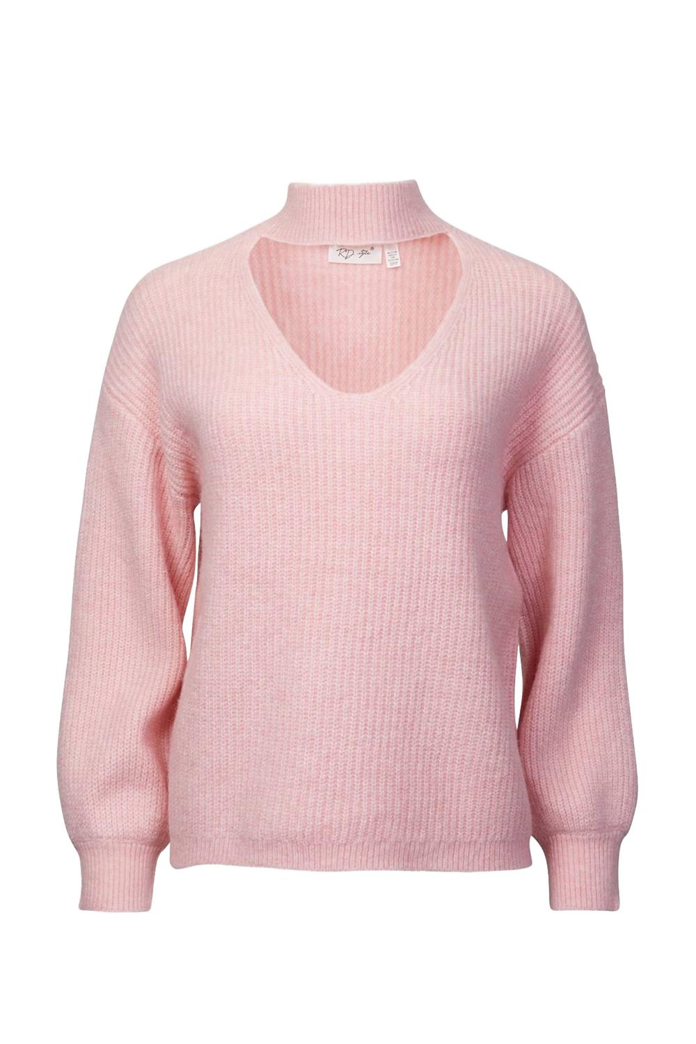 

Вырезной ребристый водолазный свитер в цвете блеш RD Style, Blush