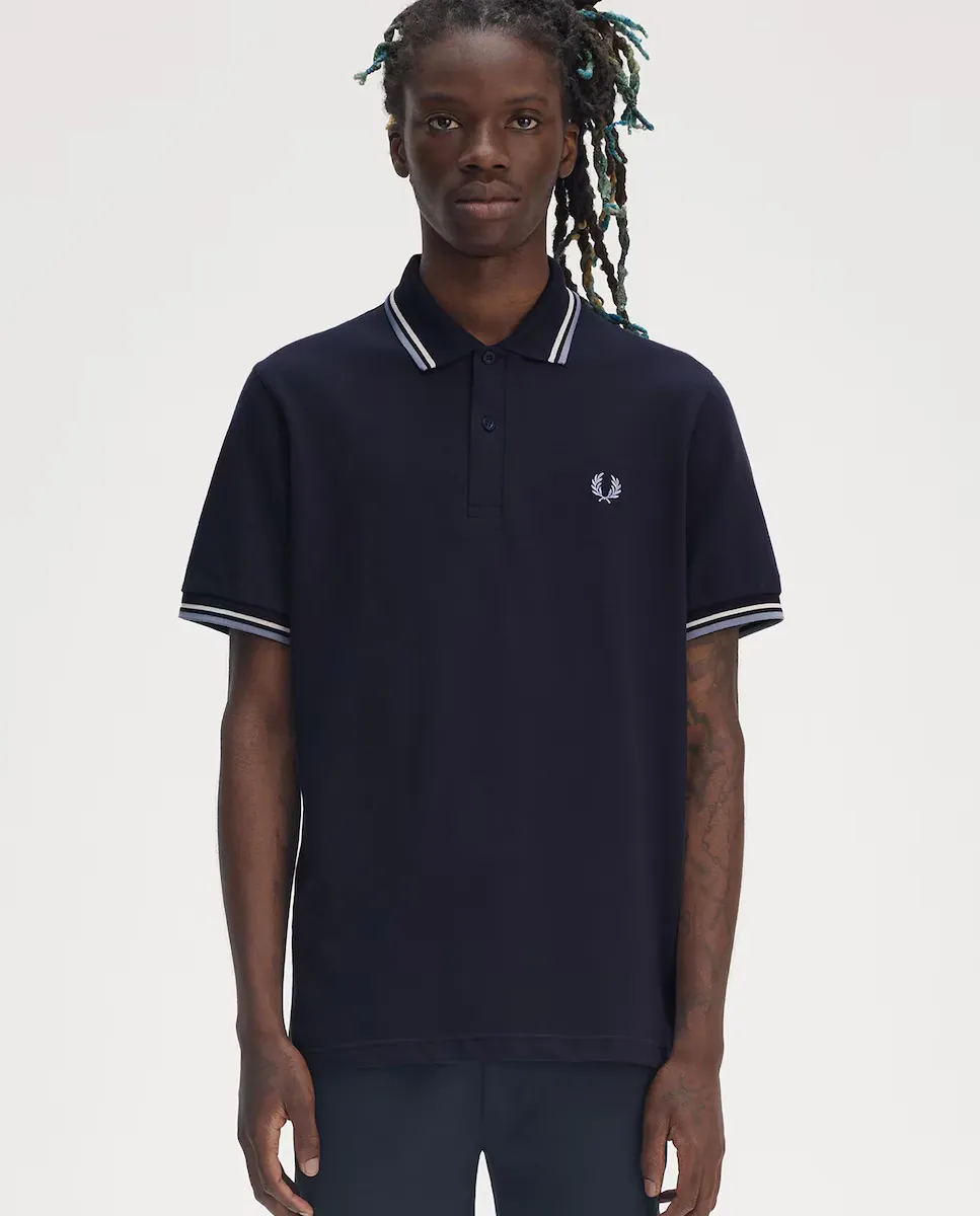 

Мужская поло MADE IN ENGLAND из пике с коротким рукавом Fred Perry, темно-синий
