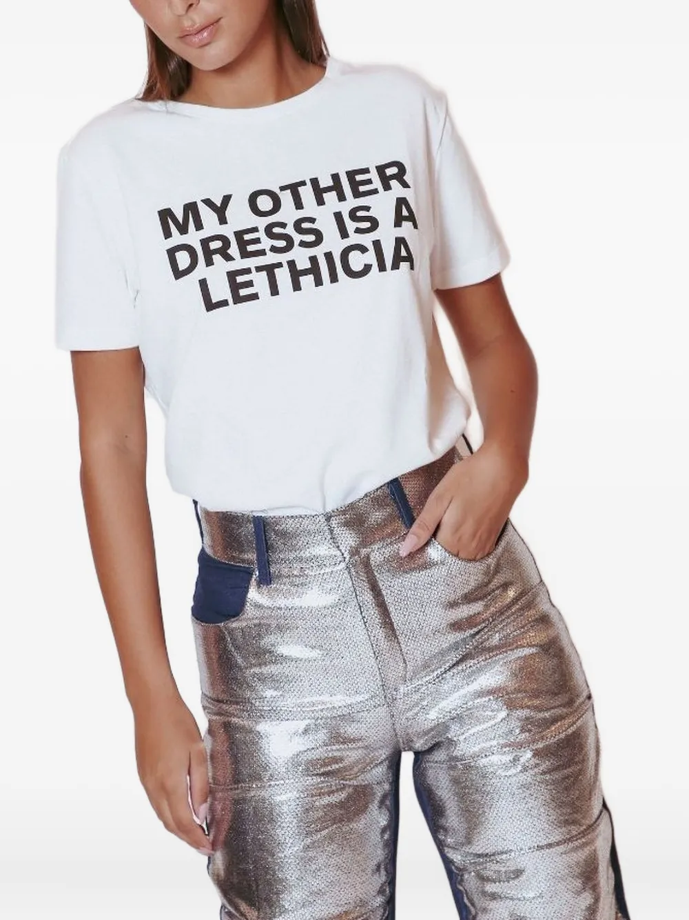 

Металлизированные брюки Carol Lethicia Bronstein, серебряный
