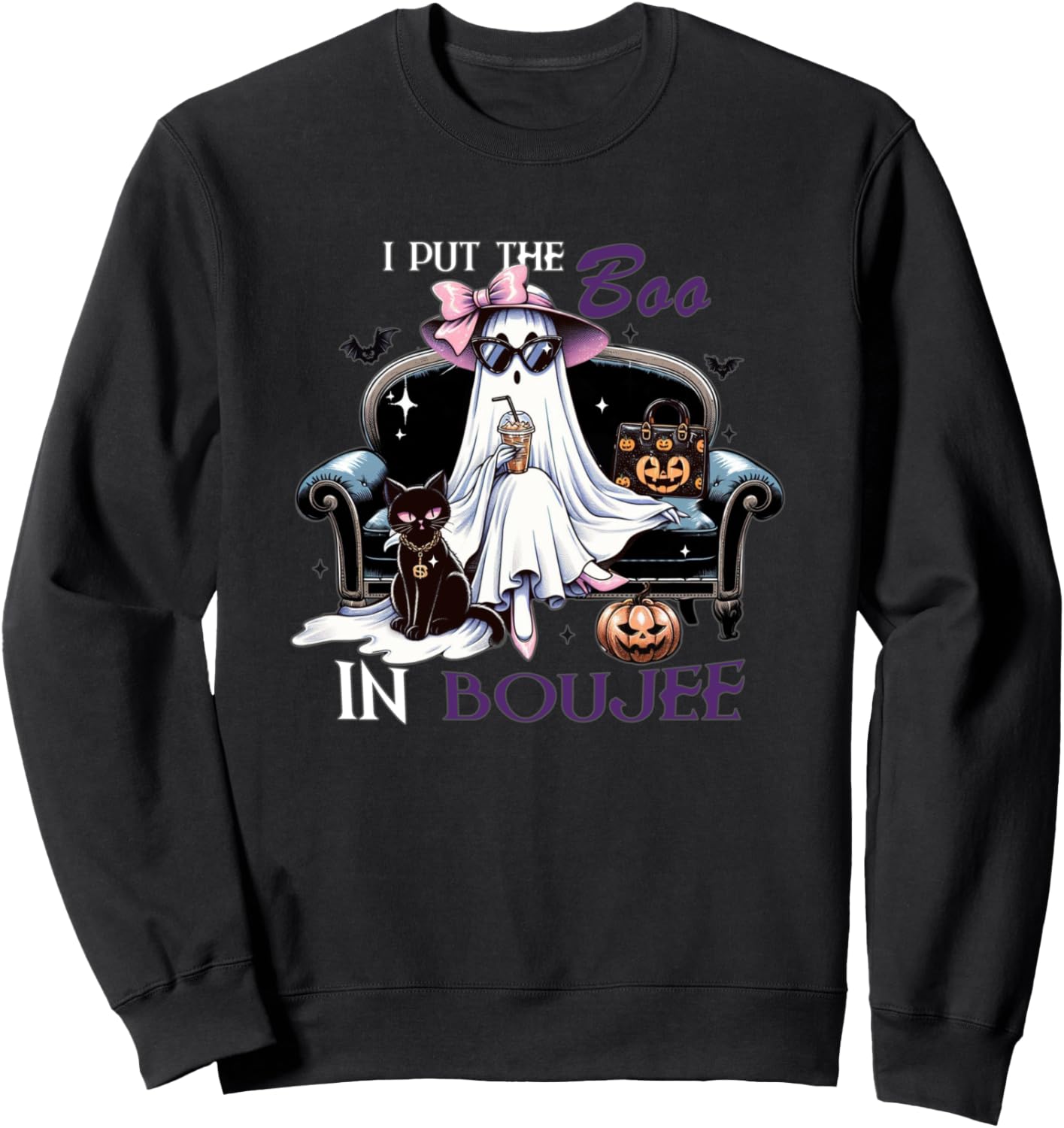 

Толстовка с изображением призрака на Хэллоуин I Put The Boo In Boujee Halloween Chic Boo Ghost Style Vibes, черный