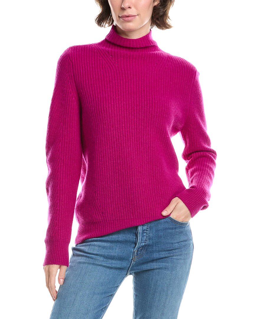 

Кашемировый свитер с воротником-воронкой и рубчатым узором Forte Cashmere, розовый