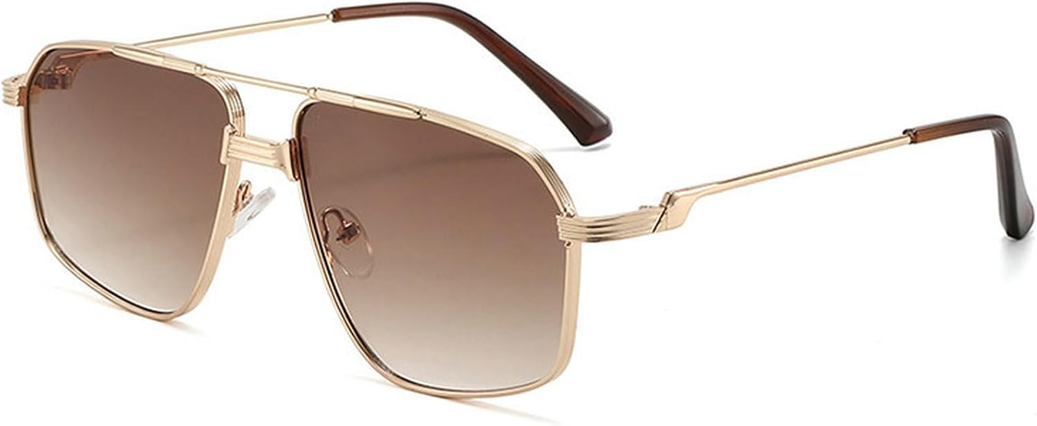 

Металлические квадратные солнцезащитные очки для мужчин, классические солнцезащитные очки с градиентным двойным лучом для женщин, очки-пилот с защитой от УФ-излучения UV400 mincl, C1